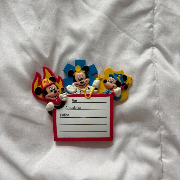 Disney Other - Vintage Disney Mickey Mouse 1995 Emergency Contact Fridge Magnet First Responder